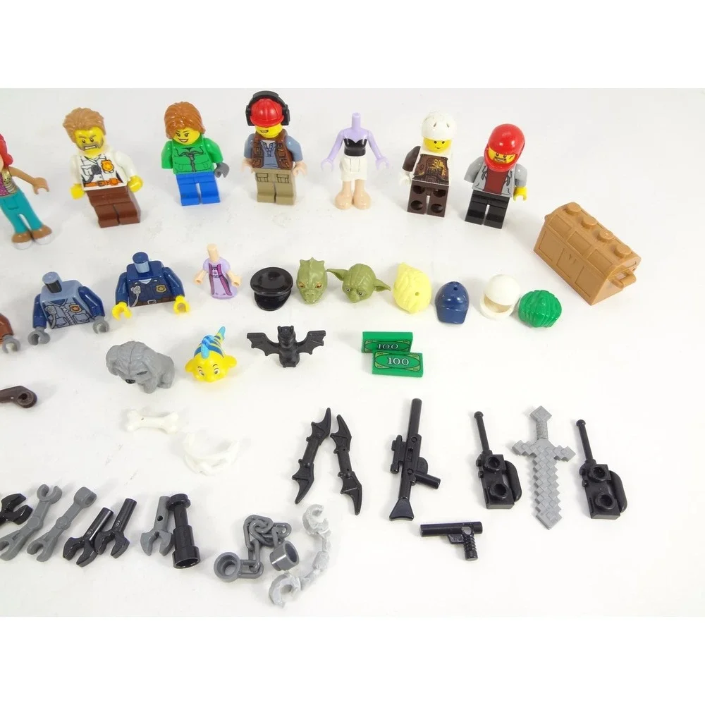 LEGO Minifigures Lot Multicolor Good Yoda Gorn Flounder Tools Weapons Mixed